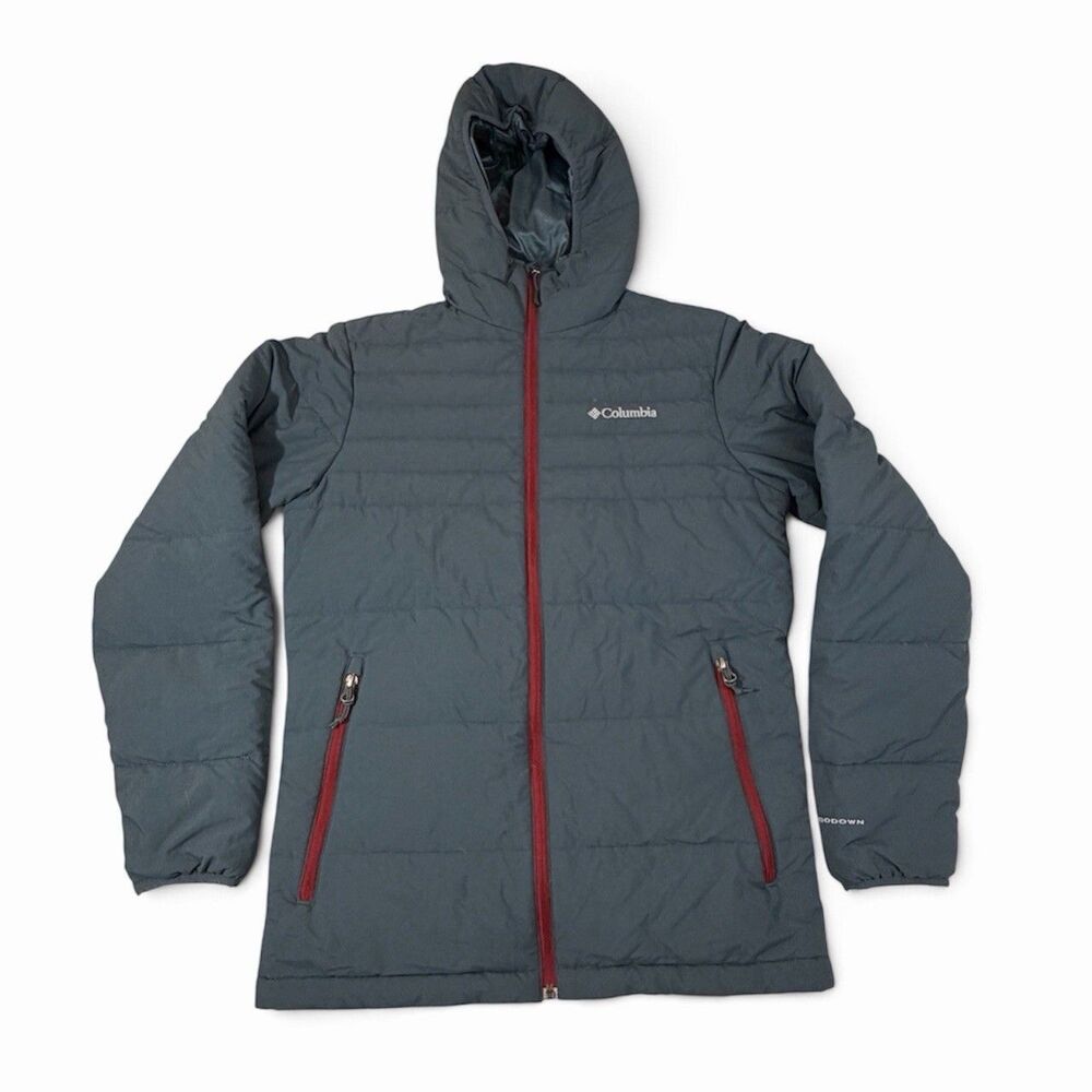 Columbia 650 Turbodown Hooded Puffer Jacket Omniheat Blue Gray Men’s Small